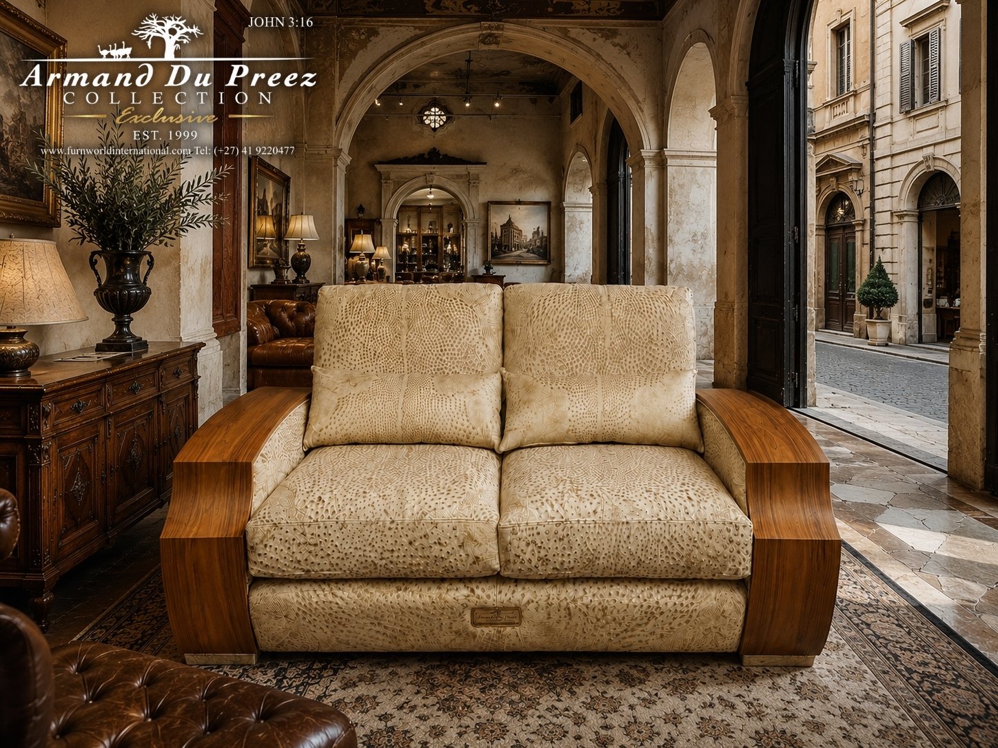 MILAN SHOW GENUINE OSTRICH LEATHER COUCH | ARMAND DU PREEZ COLLECTION - EXCLUSIVE